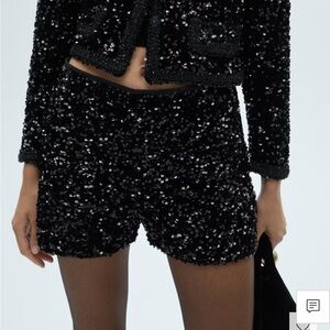 Sequin Black Women's Shorts